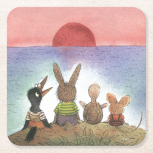 Iets rood kartonnen onderzetters