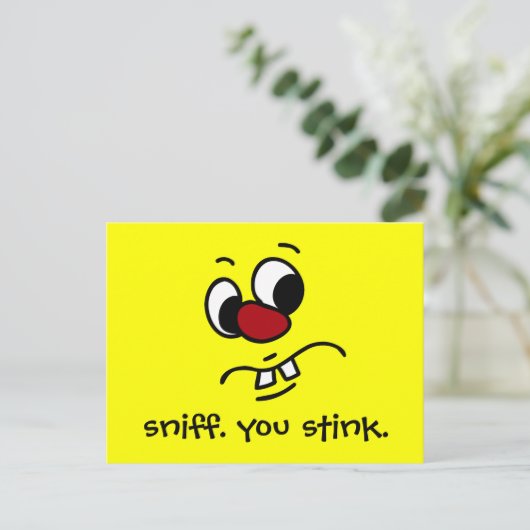 Iets Stinky Face Grumpy Briefkaart (Staand voorkant)