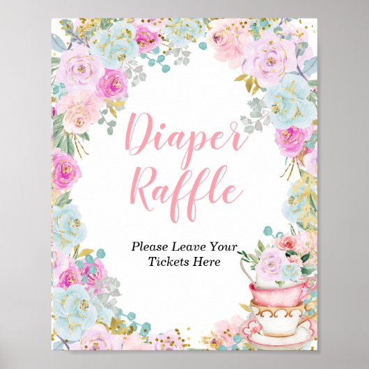 Iets Sweet breekt Tea Party Diaper Raffle Poster (Voorkant)