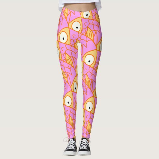 Iets visachtig! schattig artsy roze vis leggings (Voorkant)