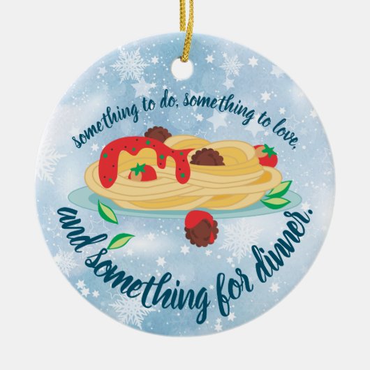 Iets voor eten met kerstmis keramisch ornament (Voorkant)