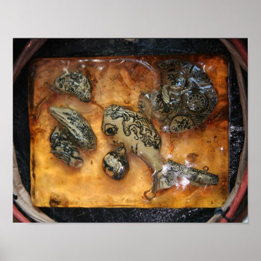 Iets vreemds gevangen in het amberhars Poster (Voorkant)