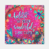 Iets wonderbaarlijks roze hartjes bloemeninspirati magneet (Voorkant)