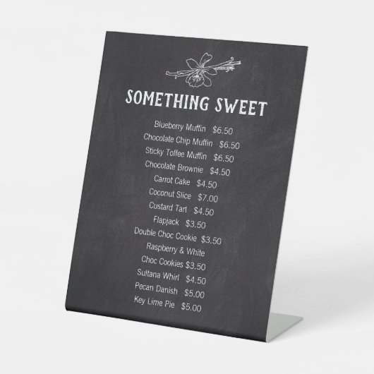 Iets zoete vanille cakes pasteien prijslijst reclamebord met voetstuk (Voorkant)