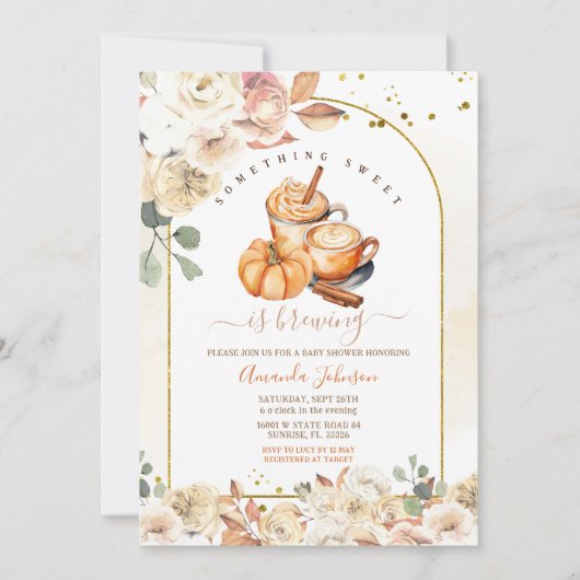 Iets zoets is het brouwen van gouden Baby shower Kaart (Voorkant)