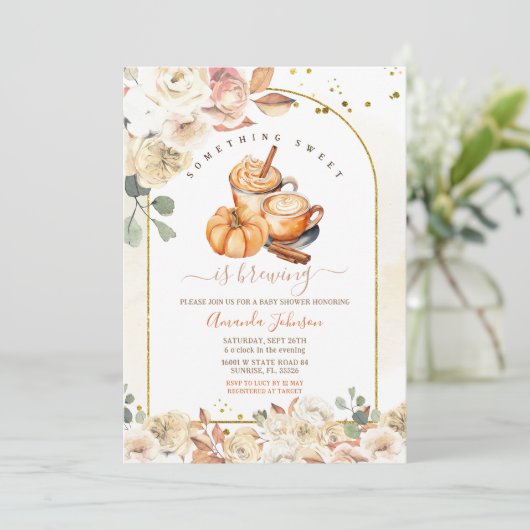 Iets zoets is het brouwen van gouden Baby shower Kaart (Staand voorkant)