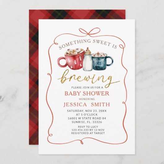 Iets zoets is het brouwen van handgetrokken Baby s Kaart (Voorkant / Achterkant)