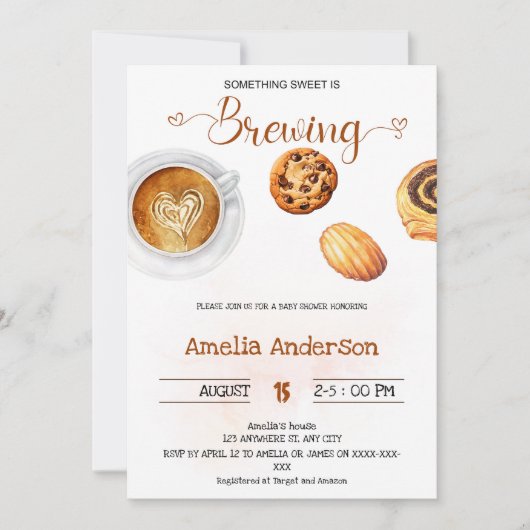 Iets zoets is het brouwen van Waterverf Baby showe Kaart (Voorkant)