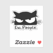 Ieuw Mensen Introvert Kat Sticker Grappige Zwarte (Vel)