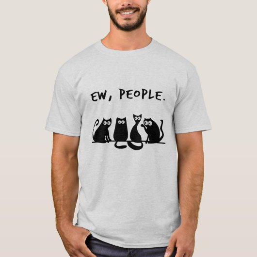 Iew Mensen Grappig Miauw Zwart Kat T-shirt (Voorkant)