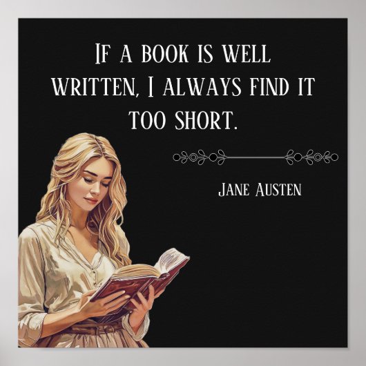 If a book is well written .. Jane Austen quote Poster (Voorkant)
