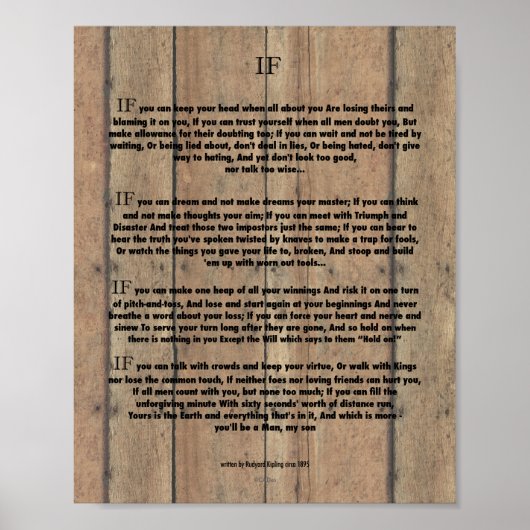 IF Citaat van Rudyard Kipling 1895 op Barn Wood Poster (Voorkant)