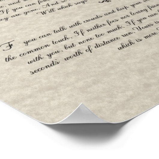 IF Citaat van Rudyard Kipling 1895 op perkament Poster (Hoek)