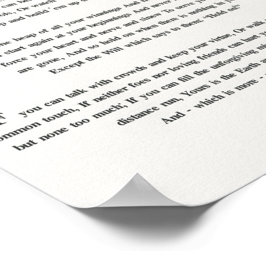 IF Citaat van Rudyard Kipling 1895 op witte linnen Poster (Hoek)