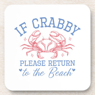 If Crabby Return to the Beach Beverage Coaster Set Bier Onderzetter