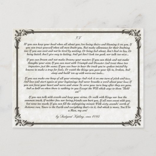 IF = een inspirerend gedicht voor jonge Mannen Briefkaart (Voorkant)