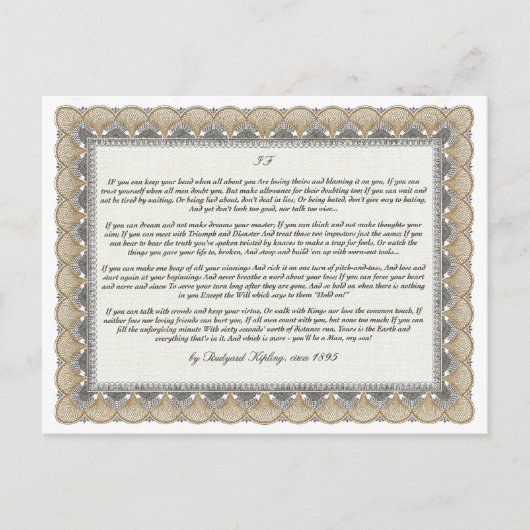 IF = een inspirerend gedicht voor jonge Mannen Briefkaart (Voorkant)