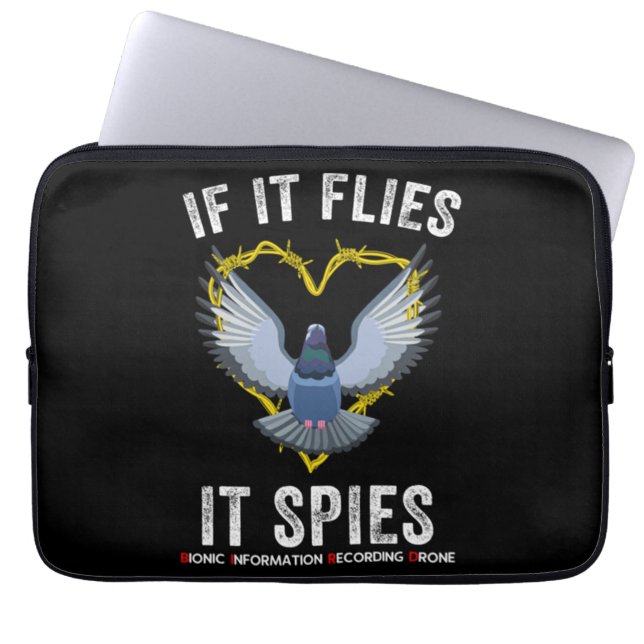 If Flies It Spies Birds Are Not Real Funny Dron Laptop Sleeve (Voorkant)