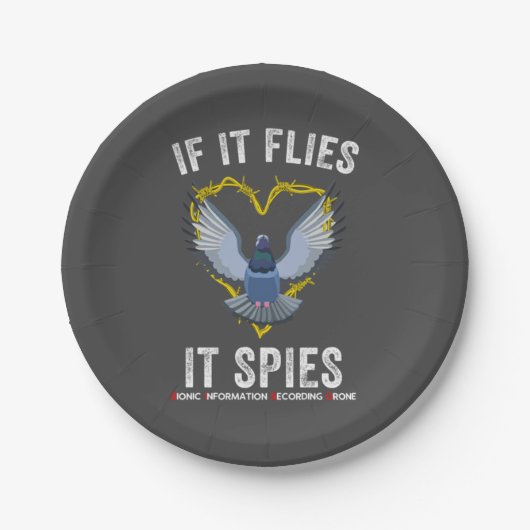 If Flies It Spies Birds Are Not Real Funny Dron Papieren Bordje (Voorkant)