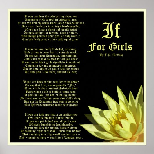 If For Girls Poem by J.P. McEvoy Print (Voorkant)