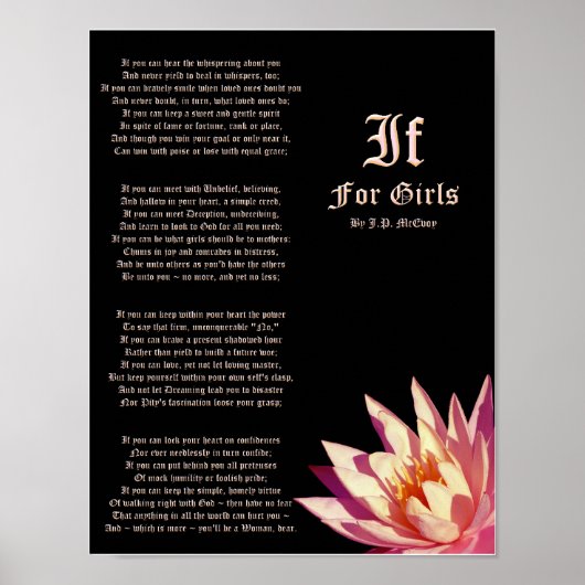 If For Girls Poem by J.P. McEvoy Print (Voorkant)