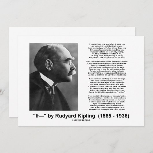 "If—" gedicht door Rudyard Kipling nodigt uit Kaart (Voorkant / Achterkant)