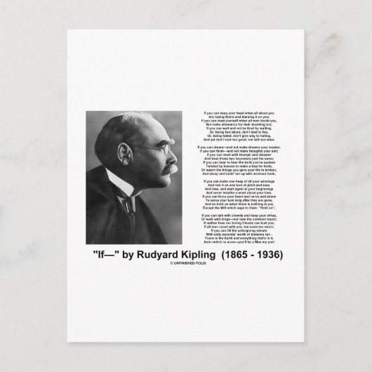 "If—" gedicht van Rudyard Kipling Briefkaart (Voorkant)