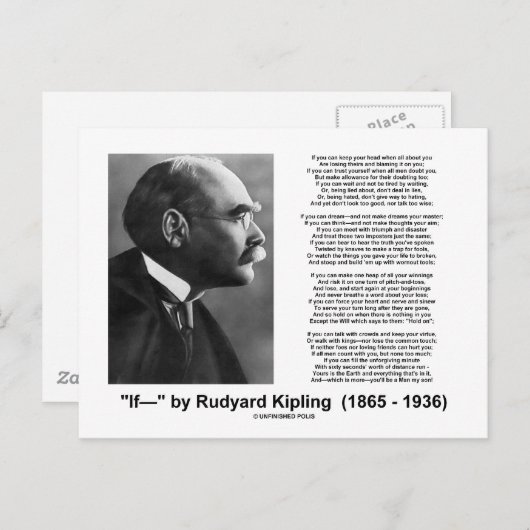 "If—" gedicht van Rudyard Kipling Briefkaart (Voorkant / Achterkant)