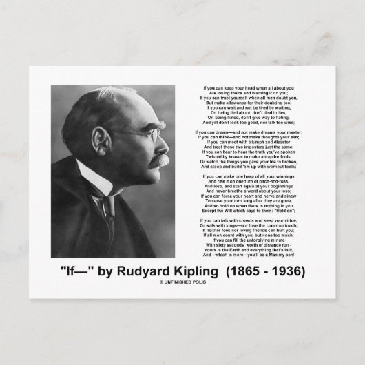 "If—" gedicht van Rudyard Kipling Briefkaart (Voorkant)