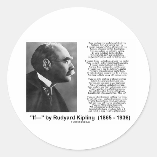 "If—" gedicht van Rudyard Kipling Ronde Sticker (Voorkant)