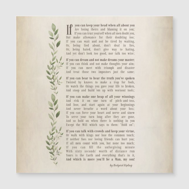 IF, Geïnspireerd gedicht van Rudyard Kipling (Voorkant)