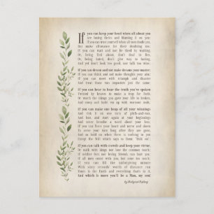 IF, Geïnspireerd gedicht van Rudyard Kipling Briefkaart