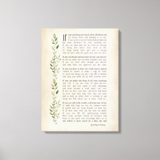 IF, Geïnspireerd gedicht van Rudyard Kipling Canvas Afdruk (Voorkant)