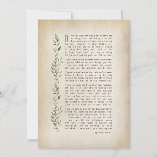 IF, Geïnspireerd gedicht van Rudyard Kipling Kaart (Voorkant)