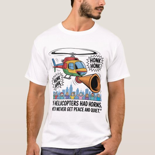 If Helicopters Had Horns – Funny Helicopter Comic T-shirt (Voorkant)
