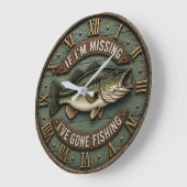 If I'm Missing I've Gone Fishing Fisherman Gift Grote Klok (Hoek)