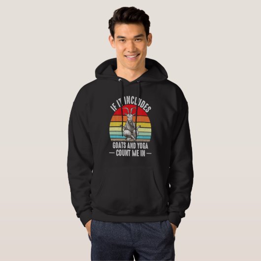 If It Includes Goat And Yoga Count Me In Retro Far Hoodie (Voorkant volledig)