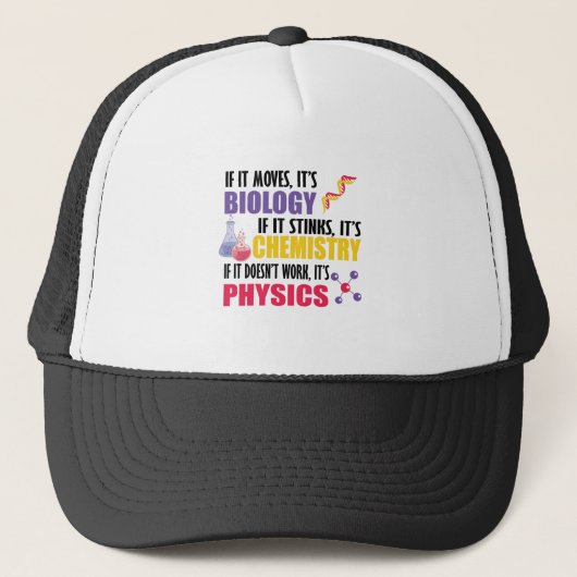 If It Moves It's Biology Trucker Pet (Voorkant)