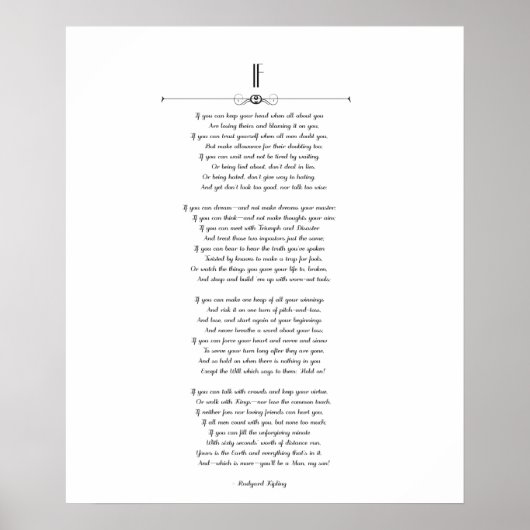 'If' Kipling iconisch gedicht Poster (Voorkant)