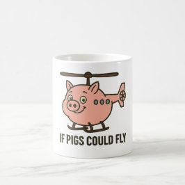 If pigs could fly - helicopter koffiemok