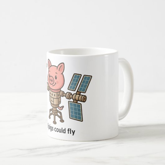 If pigs could fly - Piggie space station Koffiemok (Voorkant rechts)