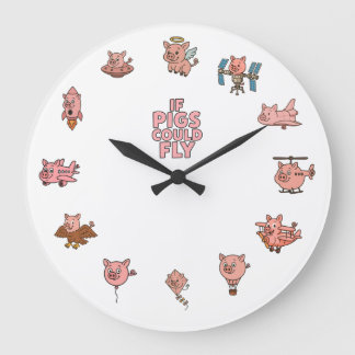 If Pigs Could Fly Wall Clock – Adorable Pig-Planes Grote Klok