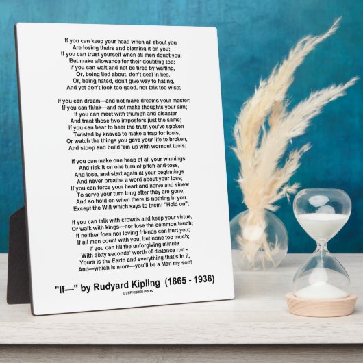 If- Poem by Rudyard Kipling (No Kipling Afbeelding Fotoplaat (Zijkant)