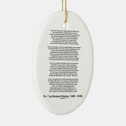 If- Poem by Rudyard Kipling (No Kipling Afbeelding Keramisch Ornament (Rechts)