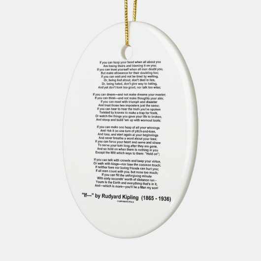 If- Poem by Rudyard Kipling (No Kipling Afbeelding Keramisch Ornament (Links)