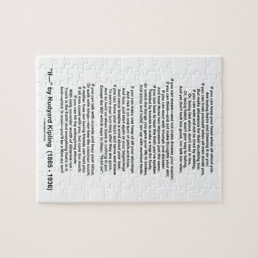 If- Poem by Rudyard Kipling (No Kipling Afbeelding Legpuzzel (Horizontaal)