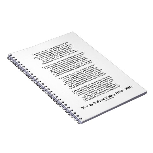 If- Poem by Rudyard Kipling (No Kipling Afbeelding Notitieboek (Rechterzijde)