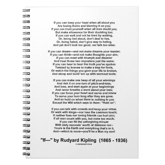 If- Poem by Rudyard Kipling (No Kipling Afbeelding Notitieboek (Voorkant)