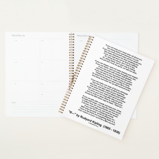 If- Poem by Rudyard Kipling (No Kipling Afbeelding Planner (Display)