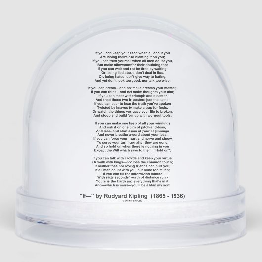 If- Poem by Rudyard Kipling (No Kipling Picture) Sneeuwbol (Voorkant)